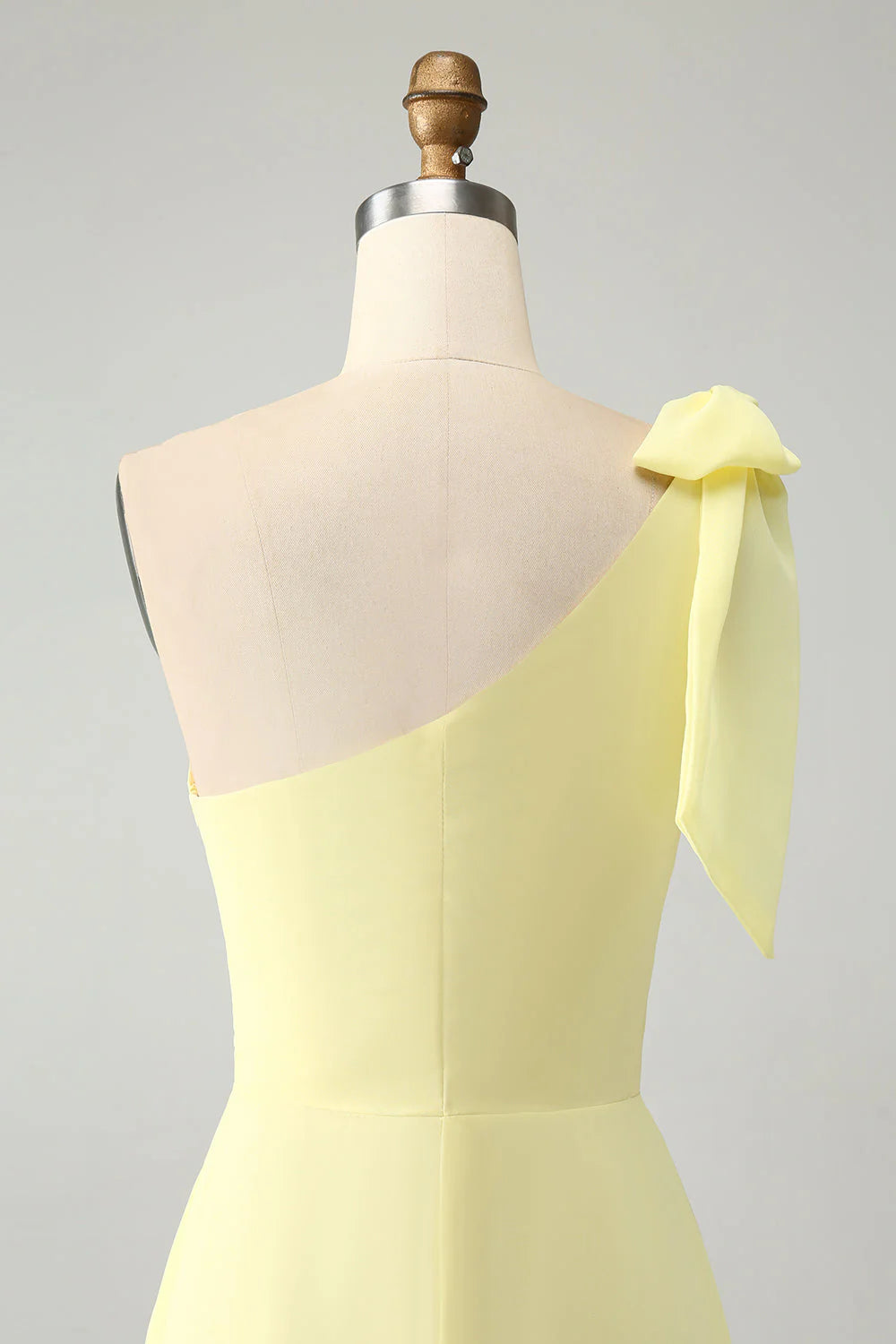 A Line One Shoulder Yellow Long Wedding Guest Dress With Slit