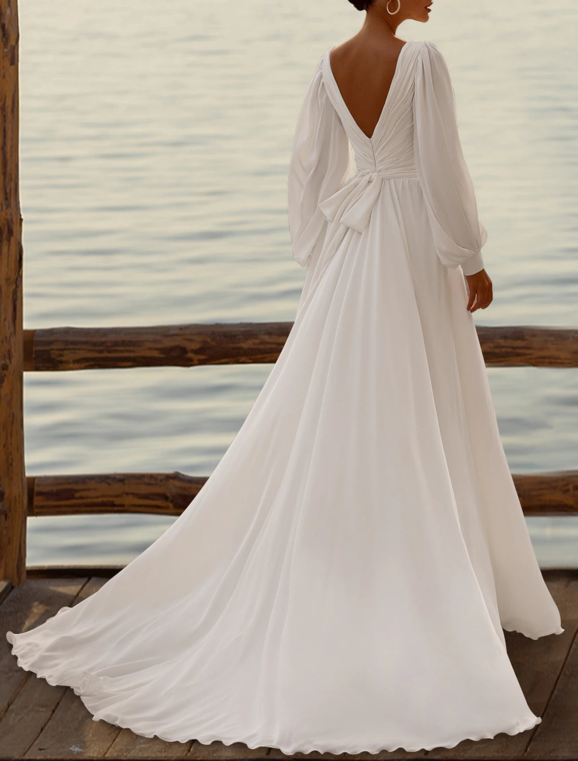 Wedding Dresses Wedding Dresses  Camisole Sleeveless Tea Length Chiffon Bridal Gowns With Pleats Solid Color