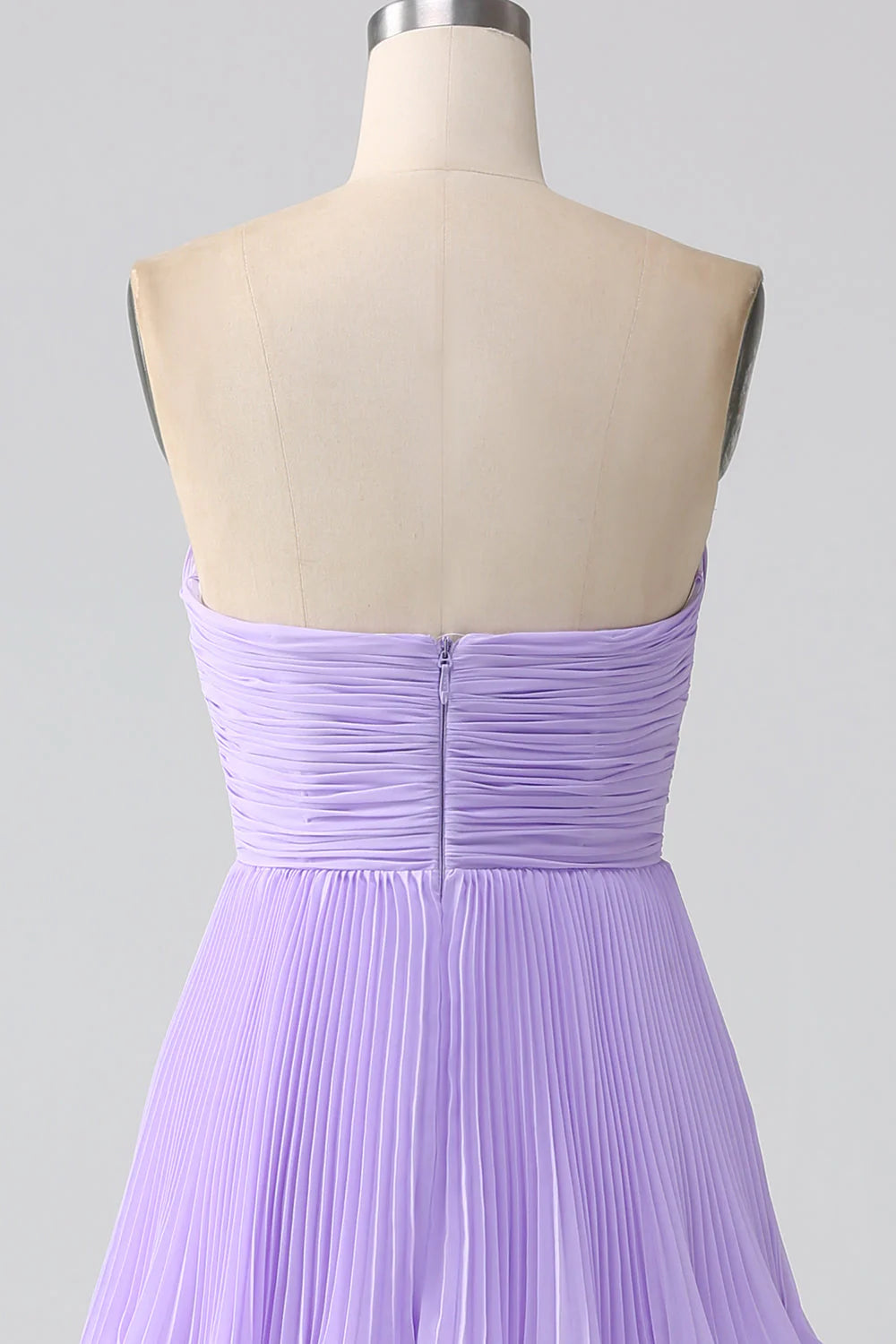 A-Line Sweetheart Lilac Tiered Chiffon Long Bridesmaid Dress With Pleated