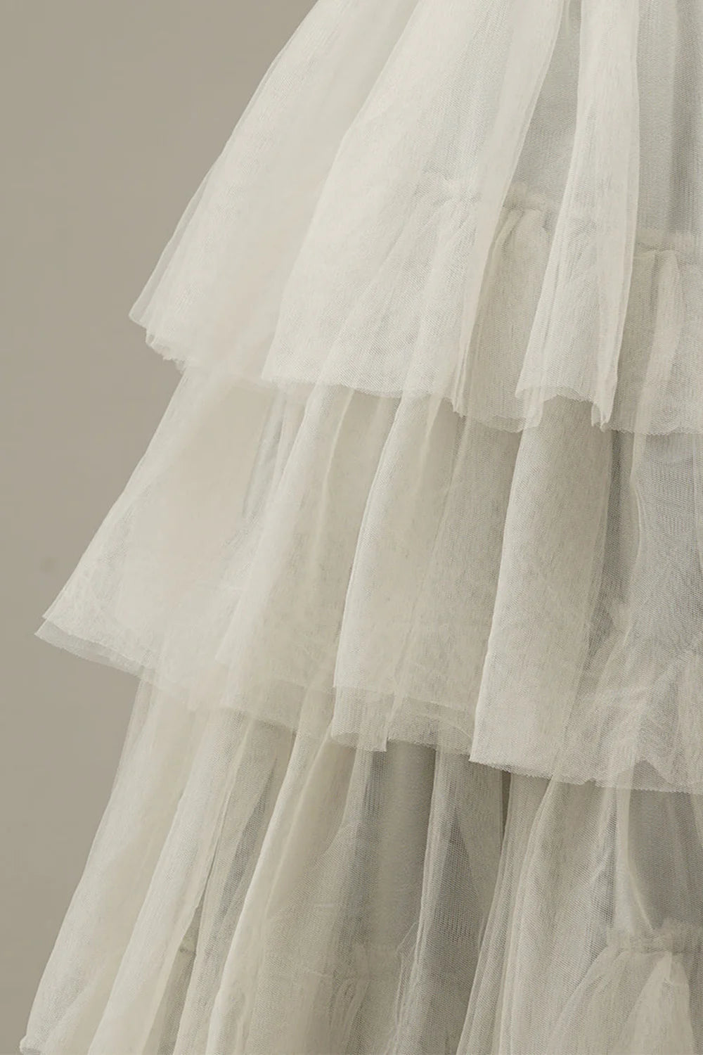 Light Grey Tiered Tulle Princess Prom Dress