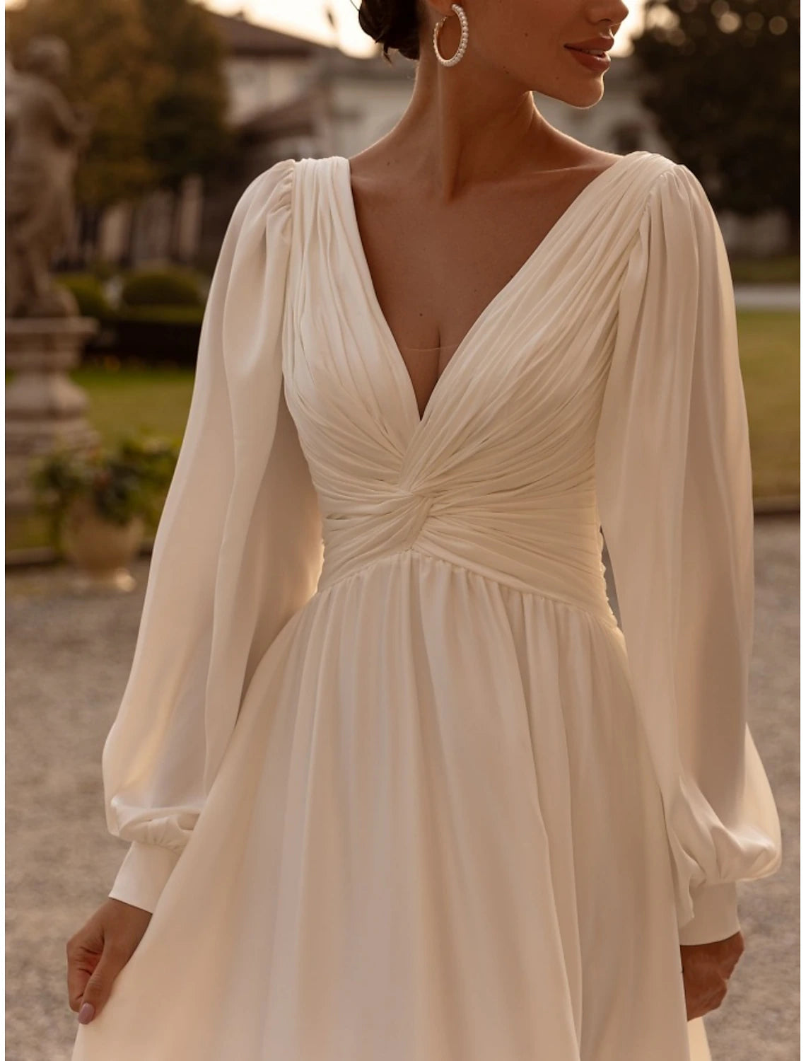 Wedding Dresses Wedding Dresses  Camisole Sleeveless Tea Length Chiffon Bridal Gowns With Pleats Solid Color