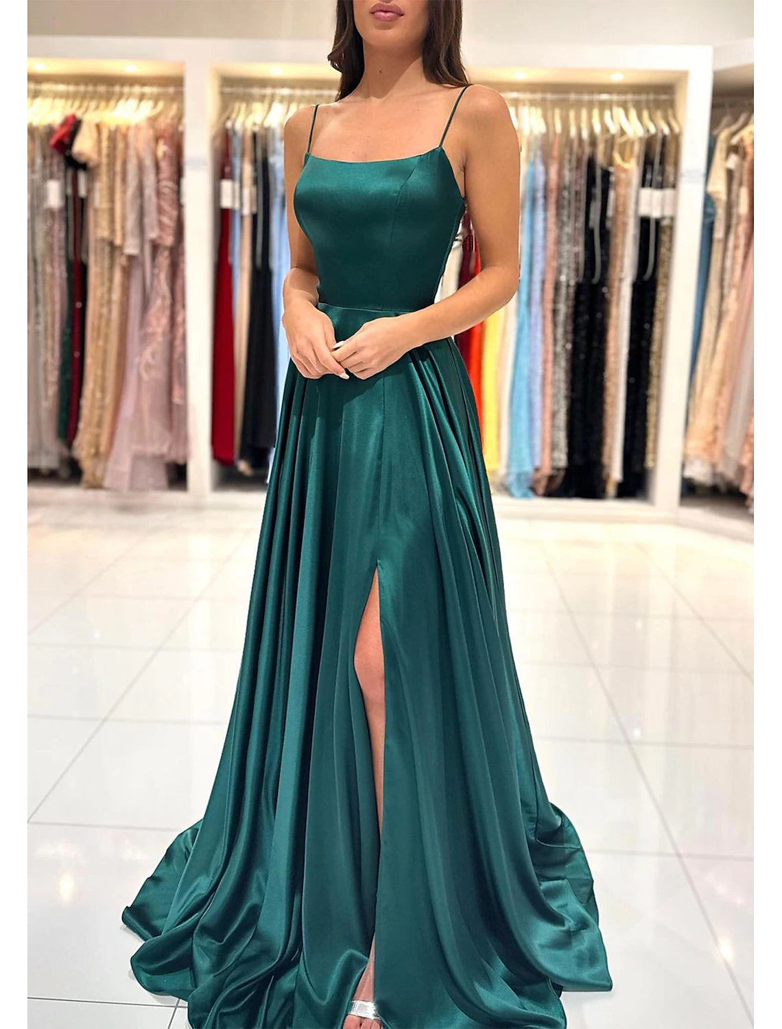 A-Line Prom Dresses Empire Dress Formal Prom Floor Length Sleeveless Sweetheart Imitation Silk Backless with Pleats Masquerade Dress