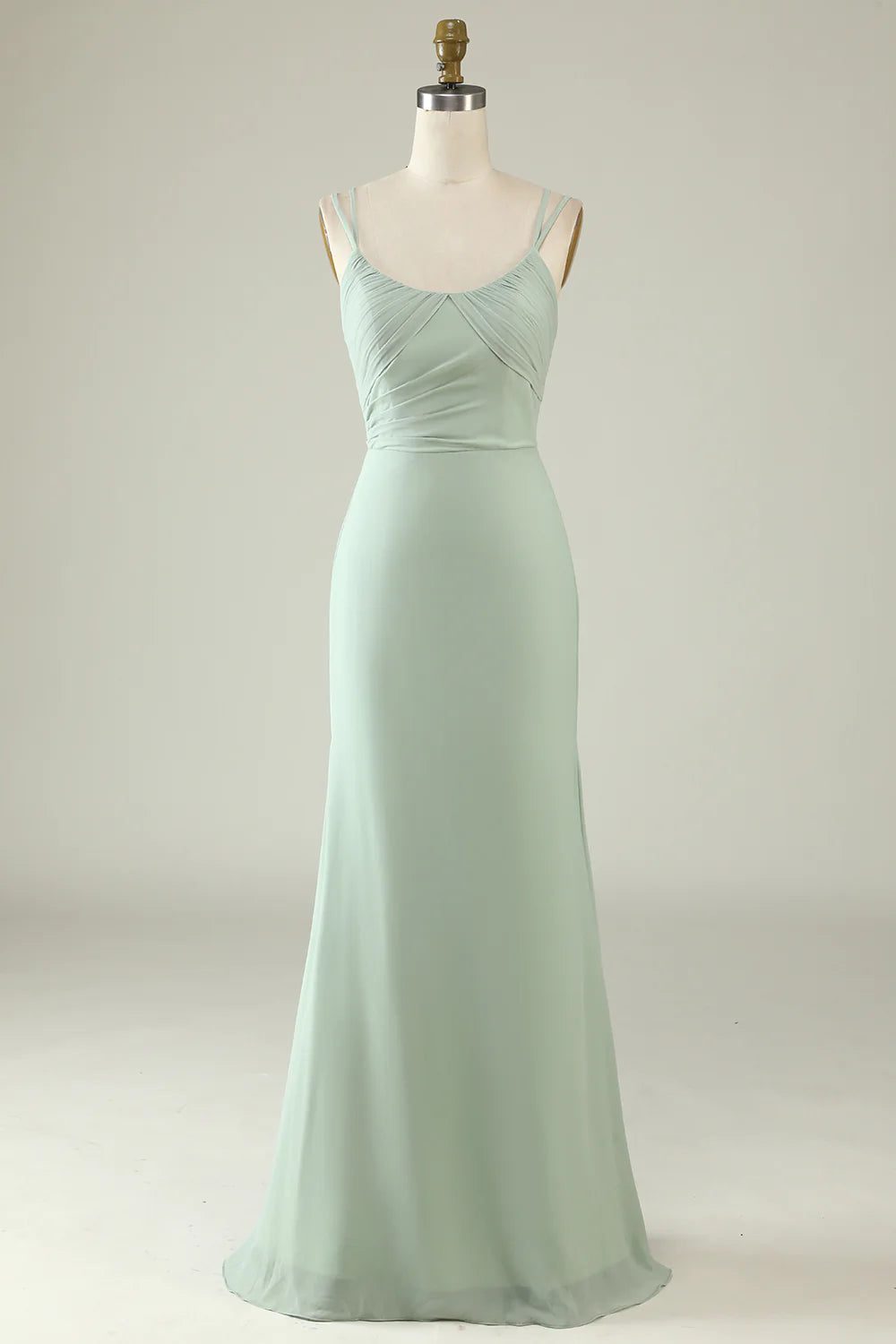 Sage Green Mermaid Draped Bridesmaid Dress