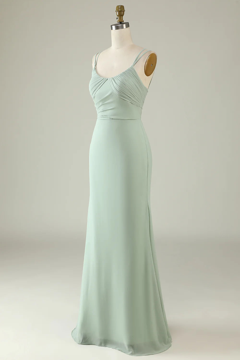 Sage Green Mermaid Draped Bridesmaid Dress