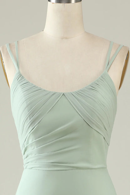 Sage Green Mermaid Draped Bridesmaid Dress