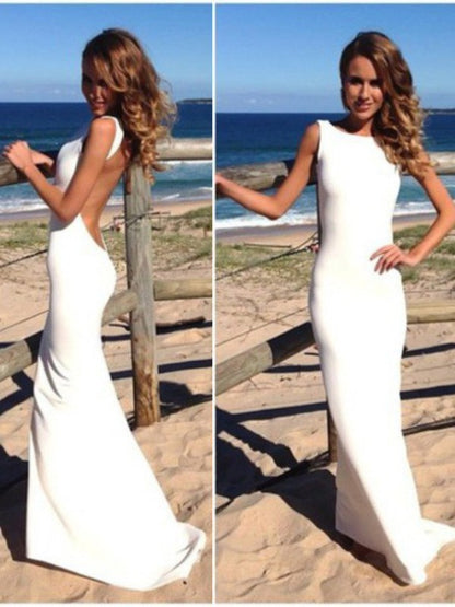 Trumpet/Mermaid High Neck Sleeveless Spandex Sweep/Brush Train Dresses