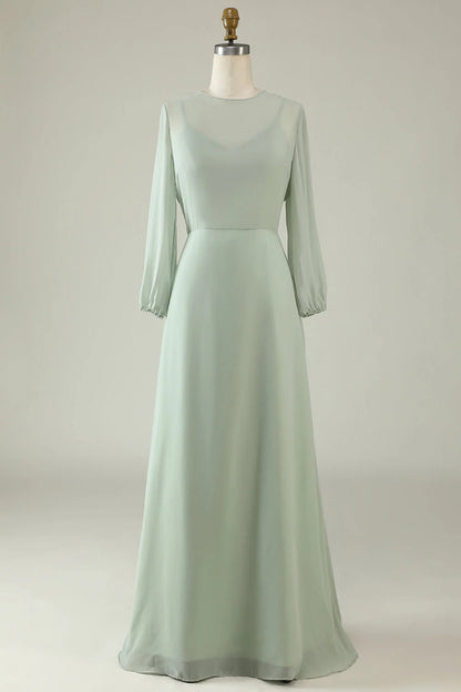 Mint Wedding Guest Dress With Long Sleeves