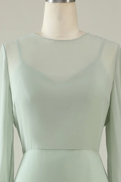 Mint Wedding Guest Dress With Long Sleeves