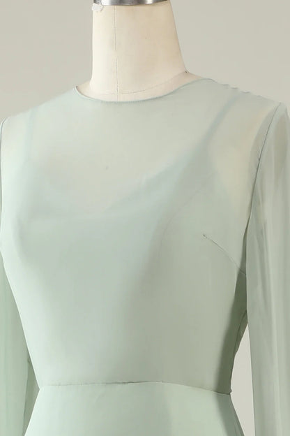 Mint Wedding Guest Dress With Long Sleeves